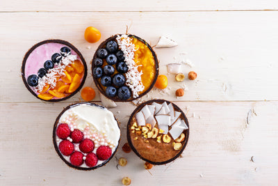 Sustainable diet with coconut bowls