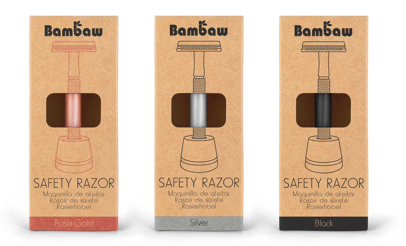 Bambaw Metal Safety Razor with Base - Black