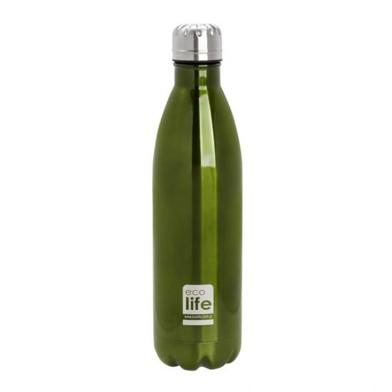 Ecolife Thermos Μεταλλικό Μπουκάλι Green 750ml