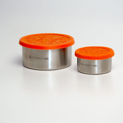 Minimal List Set of Round Stainless Steel Containers with Silicone Lid – 220ml & 700ml