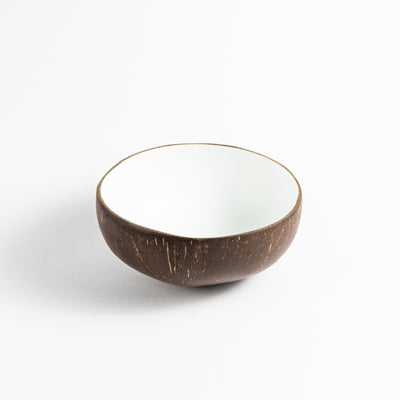 Green Elephant Coconut Bowl with White Interior