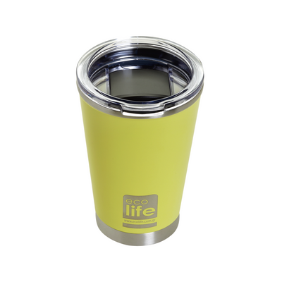 Ecolife Coffee Thermos Yellow 370ml | Διάφανο καπάκι