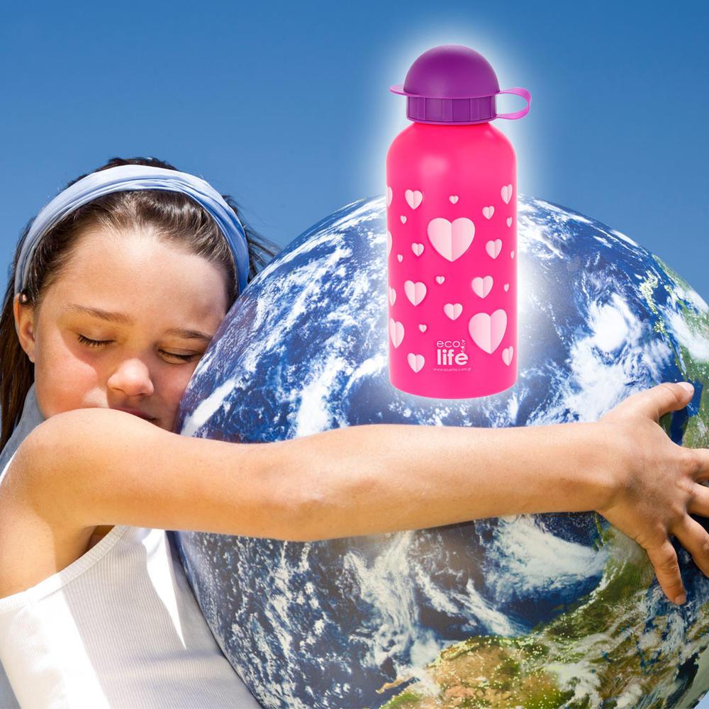 Ecolife Μεταλλικό Παιδικό Μπουκάλι 500ml -HEARTS